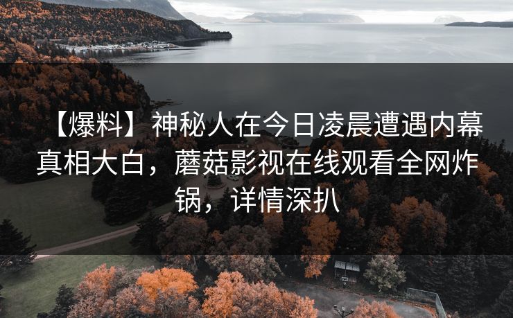 【爆料】神秘人在今日凌晨遭遇内幕 真相大白，蘑菇影视在线观看全网炸锅，详情深扒