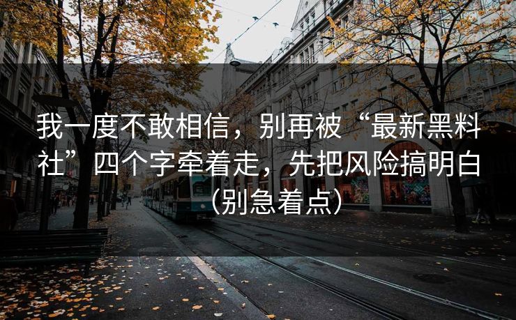 我一度不敢相信，别再被“最新黑料社”四个字牵着走，先把风险搞明白（别急着点）