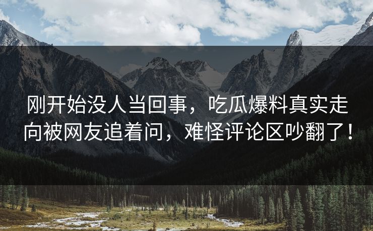 刚开始没人当回事，吃瓜爆料真实走向被网友追着问，难怪评论区吵翻了！
