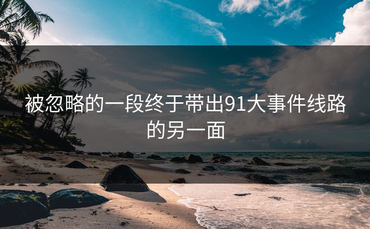 被忽略的一段终于带出91大事件线路的另一面